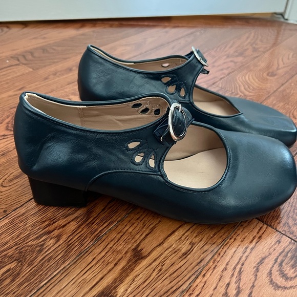 Navy Mary Jane Heeled Loafers - Picture 5 of 7